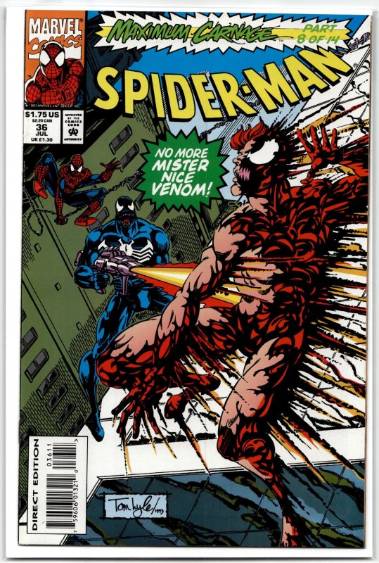 Spider-Man #36 (Marvel Comics, 1993), raw, ungraded comic book — front cover