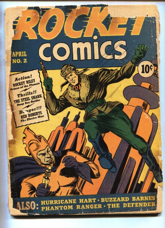 Rocket Comics #2 (1940), raw, ungraded comic book — front cover