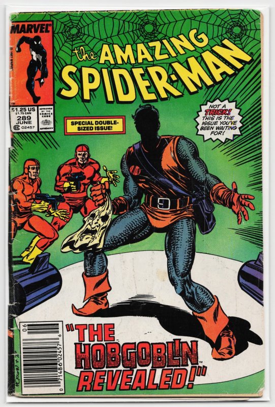 The Amazing Spider-Man #289 (Marvel Comics, 1987), raw, ungraded comic book — front cover