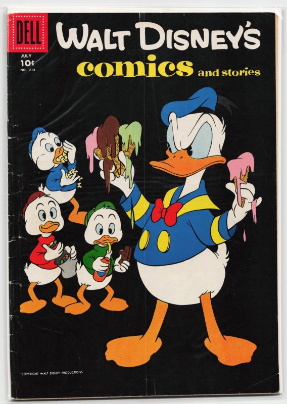 Walt Disney's Comics and Stories #214 (Dell, 1958), raw, ungraded comic book — front cover