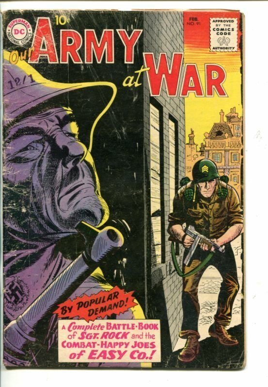 OUR Army AT WAR #91-1960 ALL SGT Rock Issue-Joe KUBERT-good/vg (DC Comics, 1960), raw, ungraded comic book — front cover