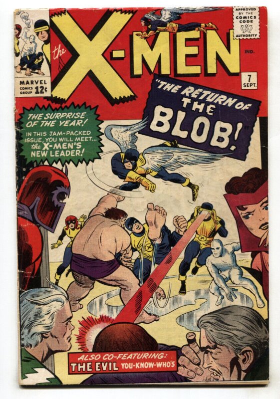 X-Men #7 (Marvel Comics, 1964), raw comic book in VG- condition — front cover