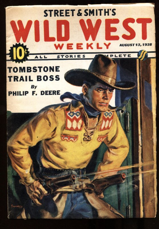 Wild West Weekly-- Aug #13 (1938), raw comic book in VF condition — front cover