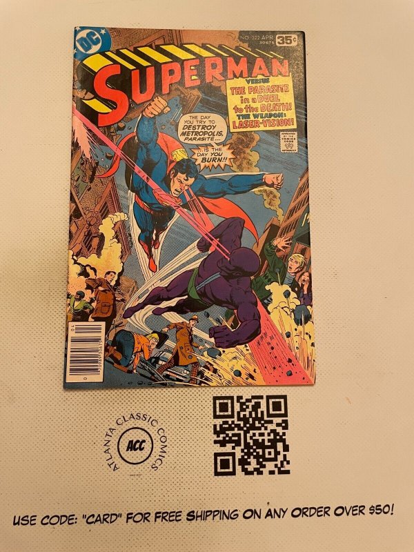 Superman #322 (DC Comics, 1978), raw comic book in VF condition — front cover