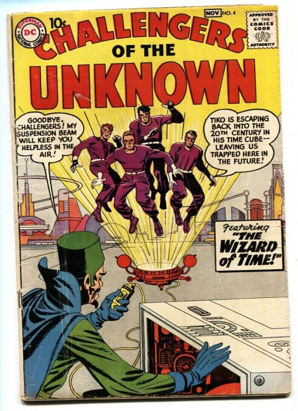 Challengers of the Unknown #4 (DC Comics, 1958), raw comic book in VG condition — front cover