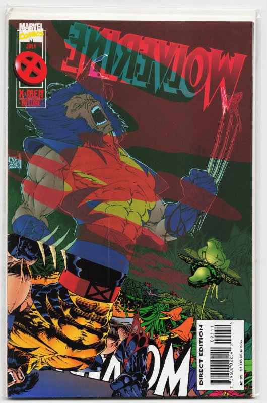 Wolverine #91 (Marvel Comics, 1995), raw, ungraded comic book — front cover