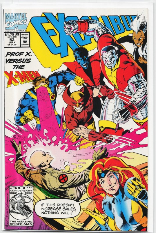 Excalibur #52 (Marvel Comics, 1992), raw, ungraded comic book — front cover