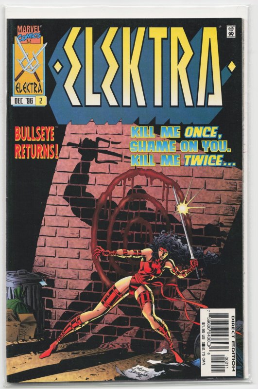 Elektra #2 (Marvel Comics, 1996), raw, ungraded comic book — front cover