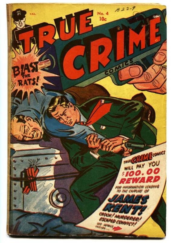 True Crime #4 (1948), raw, ungraded comic book — front cover