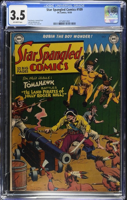 Star Spangled Comics #109 (DC Comics, 1950), CGC 3.5 graded comic book, Universal Blue label — front cover in its holder