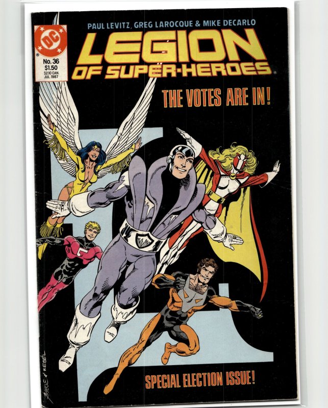 Legion of Super-Heroes #36 (DC Comics, 1987), raw, ungraded comic book — front cover