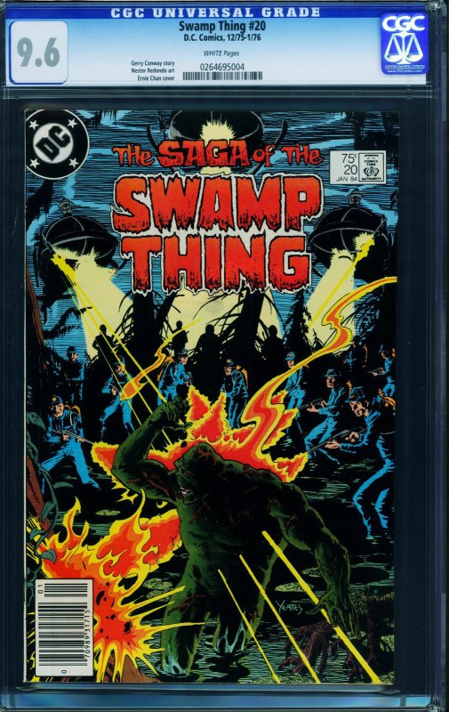 Saga of the Swamp Thing #20 (DC Comics, 1984), CGC 9.6 graded comic book, Universal Blue label — front cover in its holder