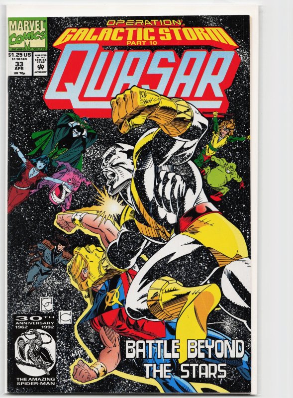 Quasar #33 (1992), raw, ungraded comic book — front cover