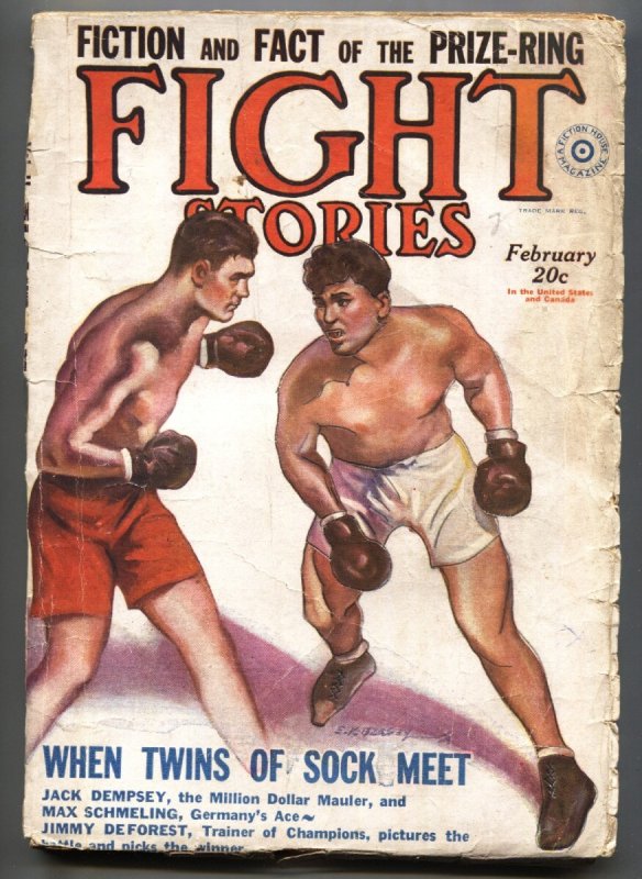Fight Stories 2/1930-Earle Bergey Boxing Cover Art-Robert E. Howard-Pulp Magazin, raw, ungraded comic book — front cover