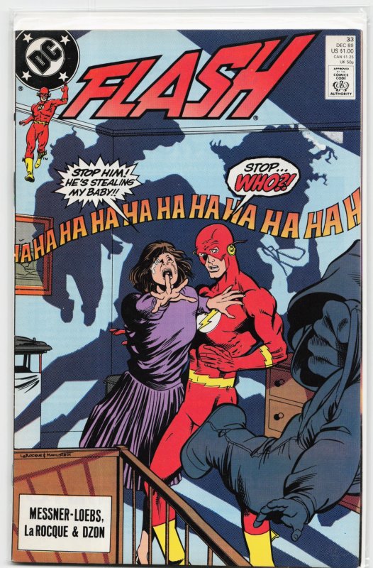 The Flash #33 (DC Comics, 1989), raw, ungraded comic book — front cover