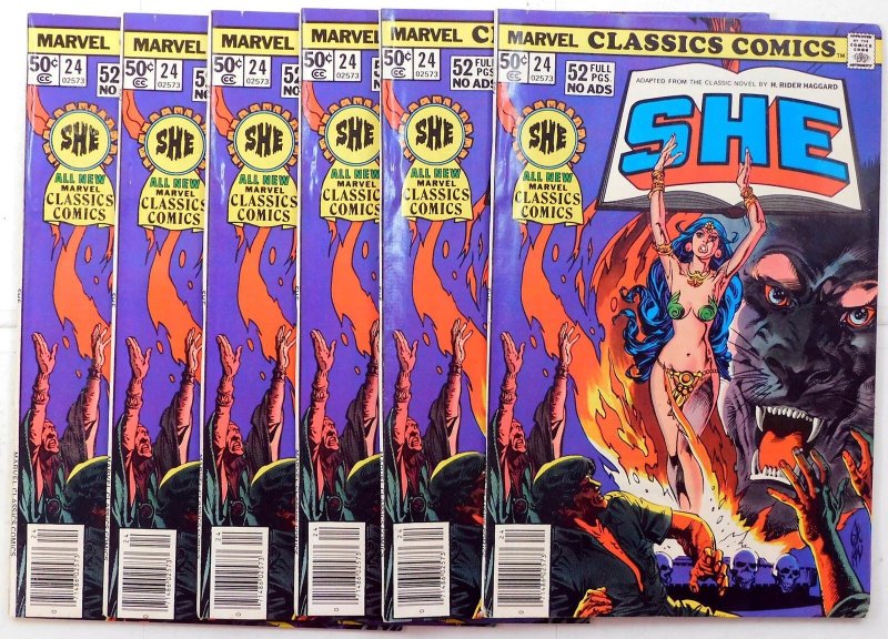 Marvel Classics (SHE) Lot of 6 #24 x6 (1977) Marvel She 1st Print Comic Books (Marvel Comics, 1977), raw, ungraded comic book — front cover