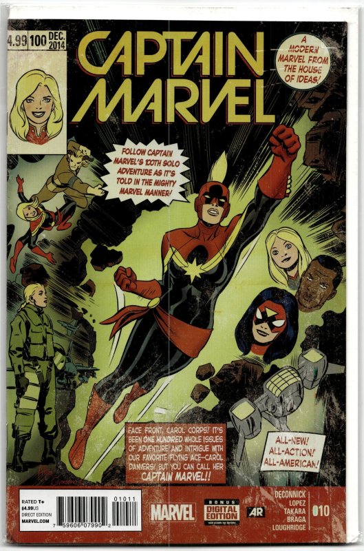 Captain Marvel #10 (Marvel Comics, 2015), raw, ungraded comic book — front cover