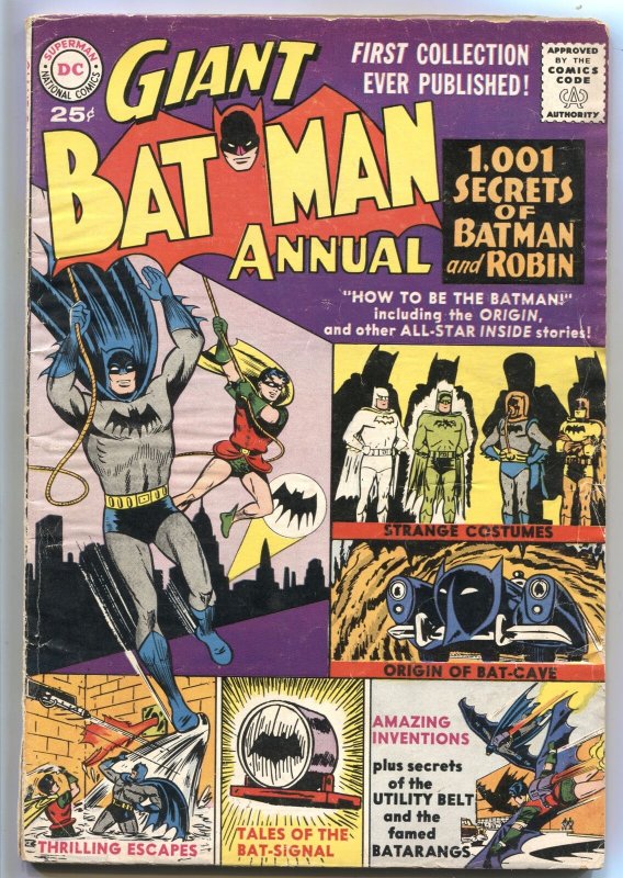 Giant Batman Annual #1-1961-1001 Secrets of Batman & Robin-Batcave (DC Comics, 1961), raw, ungraded comic book — front cover