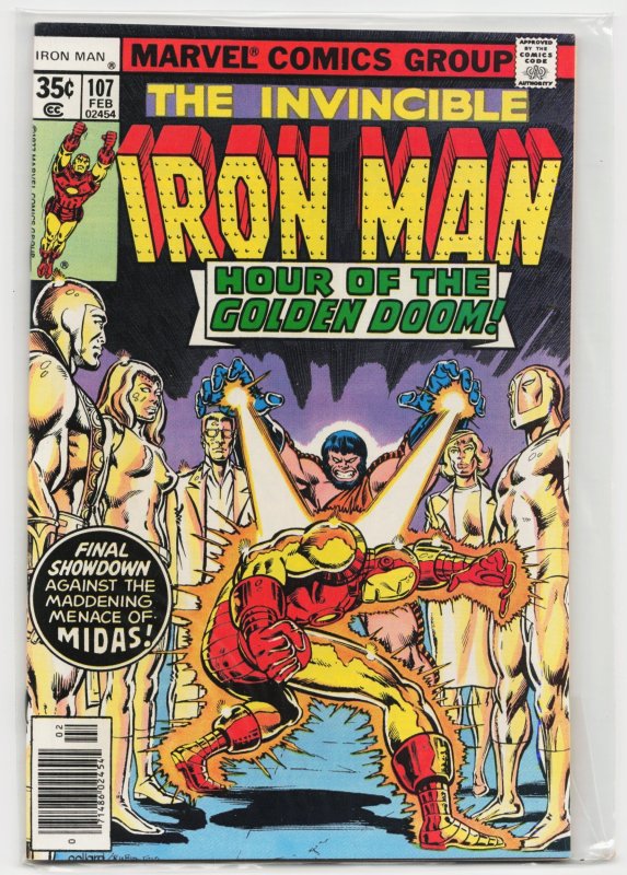 Iron Man #107 (Marvel Comics, 1978), raw, ungraded comic book — front cover