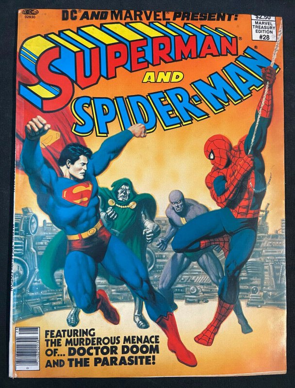 DC & Marvel Treasury Ed. Superman & Spider-Man #28 (DC Comics), raw comic book in VF condition — front cover