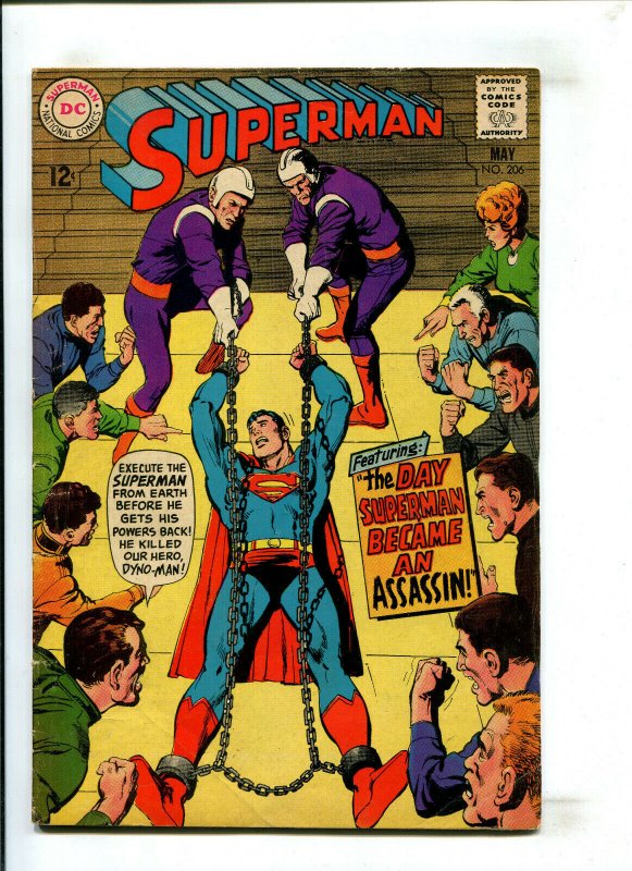 Superman #206 (DC Comics, 1968), raw comic book in 4.5 condition — front cover