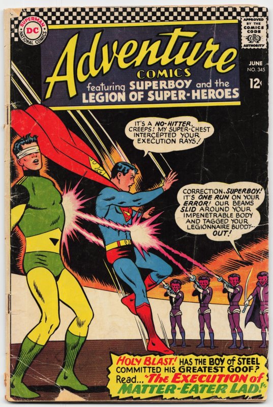 Adventure Comics #345 (DC Comics, 1966), raw, ungraded comic book — front cover