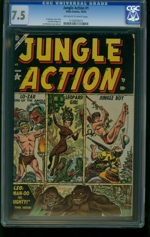 Jungle Action #1 (Marvel Comics), CGC 7.5 graded comic book, Universal Blue label — front cover in its holder