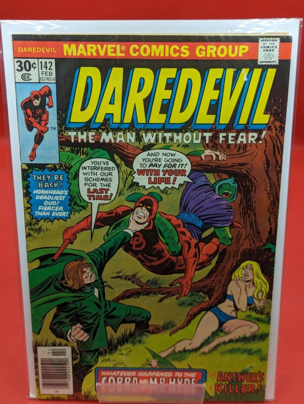 Daredevil #142 (Marvel Comics, 1977), raw, ungraded comic book — front cover