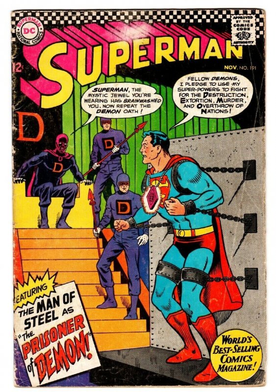 Superman #191 (DC Comics, 1966), raw comic book in VG condition — front cover