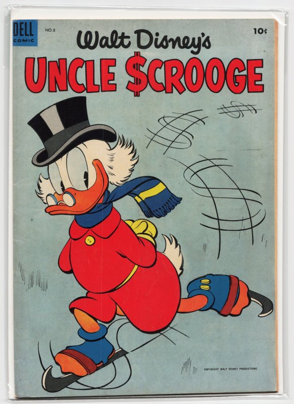Uncle Scrooge #8 (Dell Comics, 1954), raw, ungraded comic book — front cover