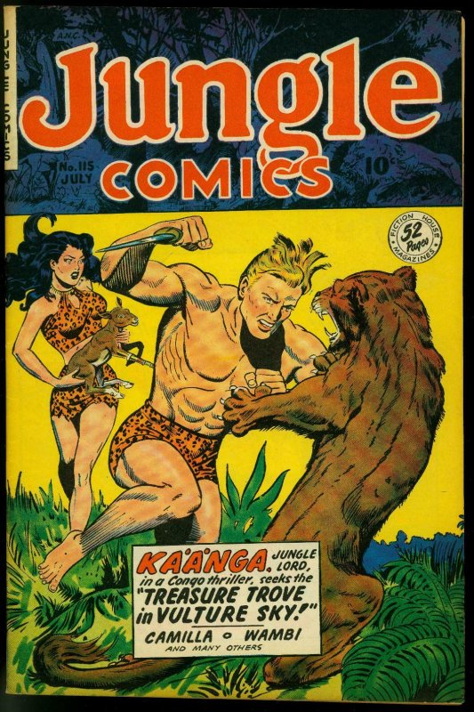 Jungle Comics #115 (Fiction House, 1949), raw comic book in VF condition — front cover
