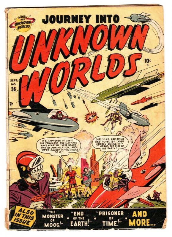 Journey into Unknown Worlds #36 (Atlas Comics, 1950), raw, ungraded comic book — front cover