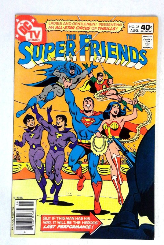 Super Friends #35 (DC Comics, 1980), raw comic book in VF/NM condition — front cover