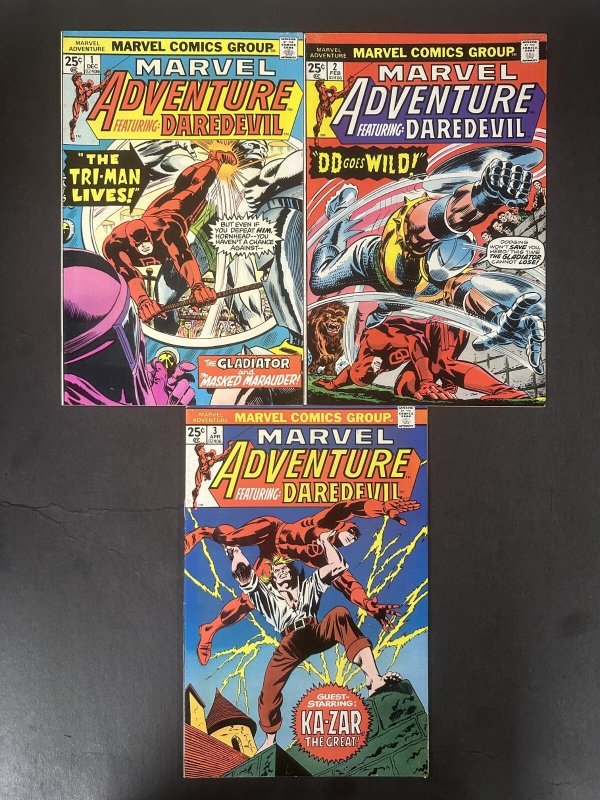 Marvel Adventure (1975) #1-3 VF+ Lot of 3 (Marvel Comics, 1975), raw comic book in VF+ condition — front cover