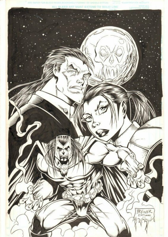 Bloodhunter Possibly Unpublished Cover - 1990's art by Dave Brewer (1990), raw, ungraded comic book — front cover