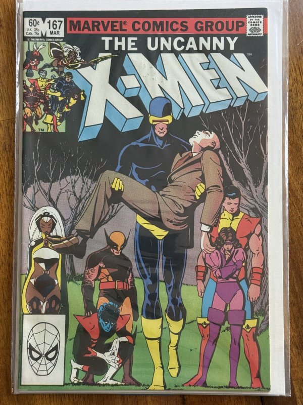 The Uncanny X-Men #167 (Marvel Comics, 1983), raw comic book in VF- 7.5 condition — front cover
