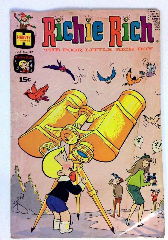 Richie Rich #107 (Harvey Comics, 1971), raw comic book in VG- condition — front cover