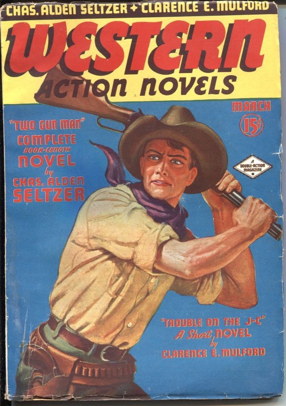 Western Action Novels - March 1936--Norman Saunders Cover-High Grade Pulp (1936), raw, ungraded comic book — front cover