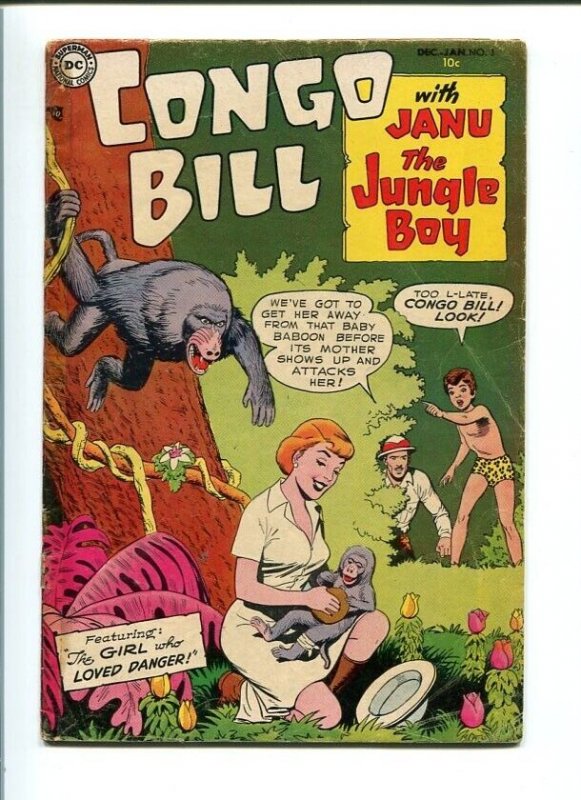 Congo Bill #3-1954-Janu the Jungle Boy-The Girl Who Loved Danger-Vg VG (DC Comics, 1954), raw comic book in VG condition — front cover