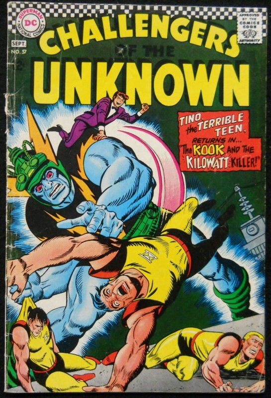 Challengers of the Unknown #57 (DC Comics, 1967), raw comic book in VG condition — front cover