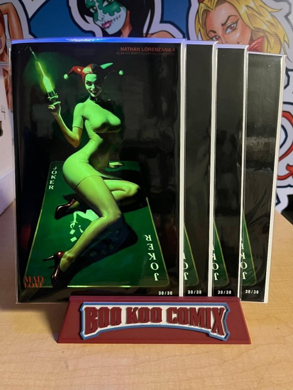 Harley Quinn Cosplay by Nathan Lorenzana Glow in the Dark Set Mad Love 30/30, raw, ungraded comic book — front cover