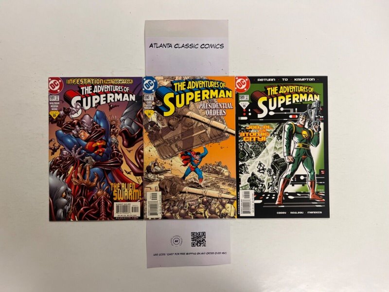 3 Superman DC Comic Books #589, raw, ungraded comic book — front cover