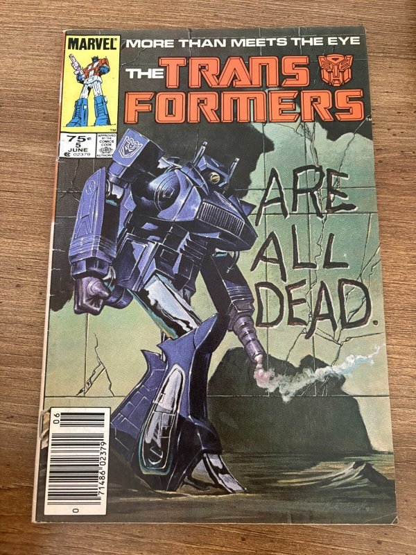 Transformers #5 (Marvel Comics), raw comic book in FN- condition — front cover
