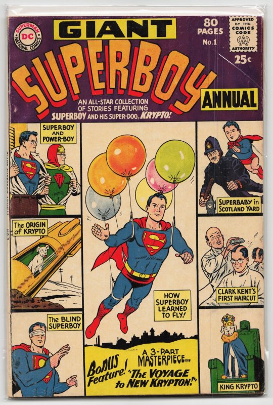 Superboy Annual #1 (1960), raw, ungraded comic book — front cover