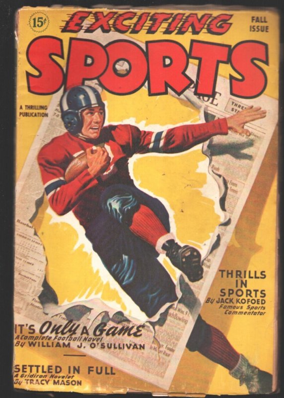 Exciting Sports-Fall 1946-Thrilling-Classic Football Game Cover-Boxing-baseball (1946), raw, ungraded comic book — front cover