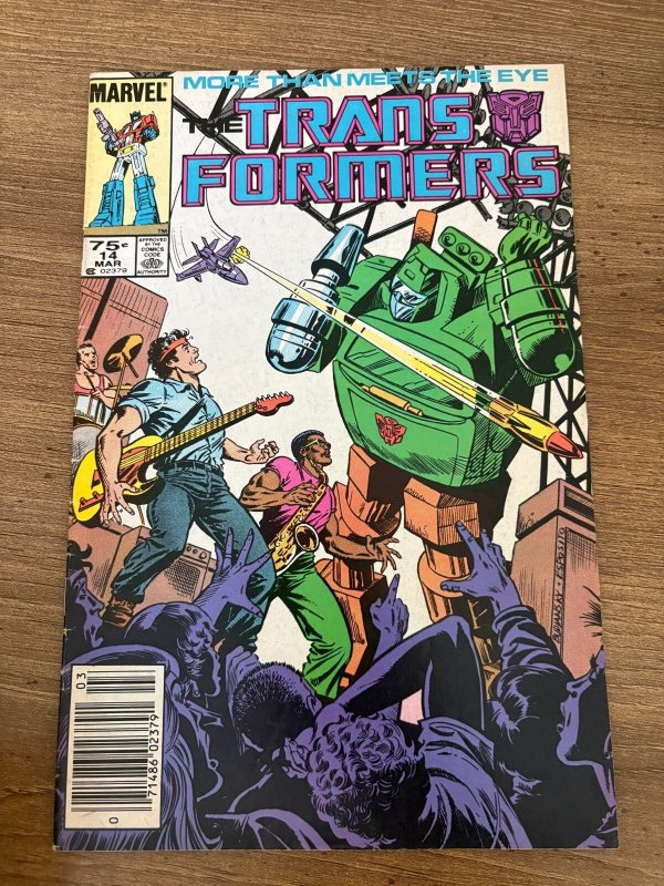 Transformers #14 (Marvel Comics), raw comic book in FN/VF condition — front cover