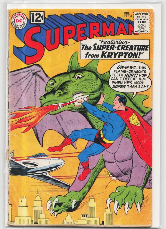 Superman #151 (DC Comics, 1962), raw, ungraded comic book — front cover