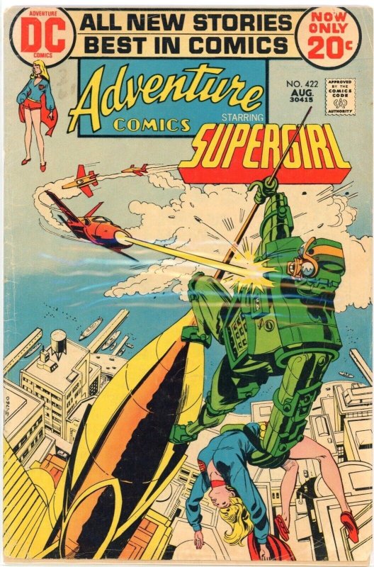 Adventure Comics #422 (DC Comics, 1972), raw comic book in VG 4.0 condition — front cover