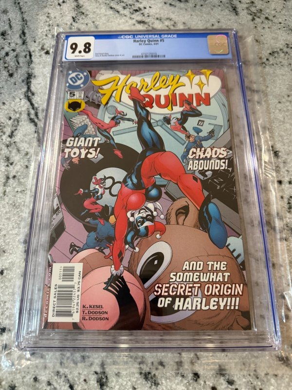 Harley Quinn #5 (DC Comics, 2001), CGC 9.8 graded comic book, Universal Blue label — front cover in its holder