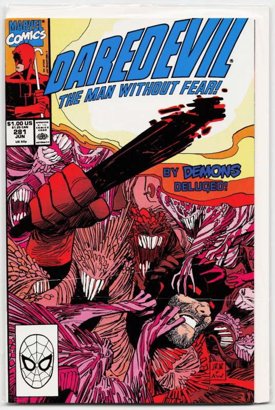Daredevil #281 (Marvel Comics, 1990), raw, ungraded comic book — front cover